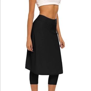 Micosuza Long Swim Skirt with Attached Leggings
